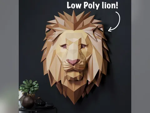 Cabeça de Leão Low Poly, foto do projeto original