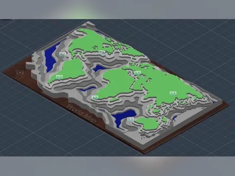 Mapa-Múndi Topográfico, foto do projeto original