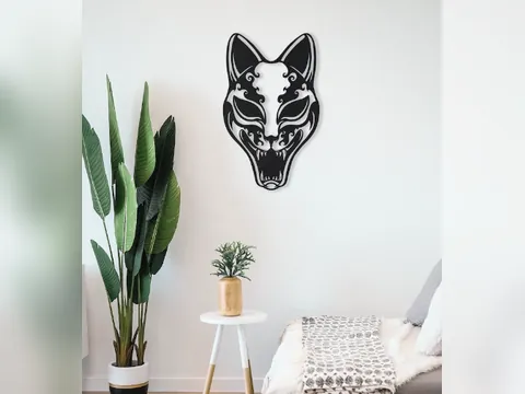 Máscara de Kitsune para Parede, foto do projeto original